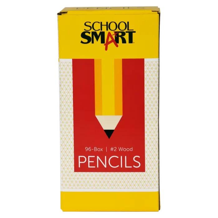 School Smart No 2 Pencils, Hexagonal with Latex-Free Erasers, Pack of 96 083275